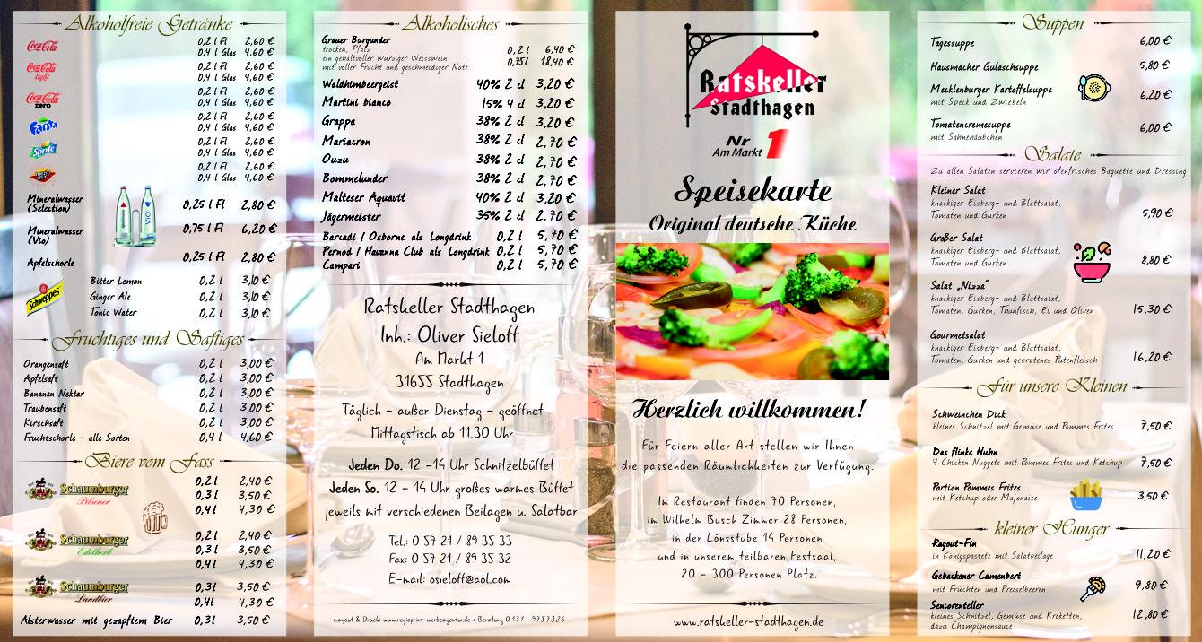 Speisekarte Ratskeller Stadthagen