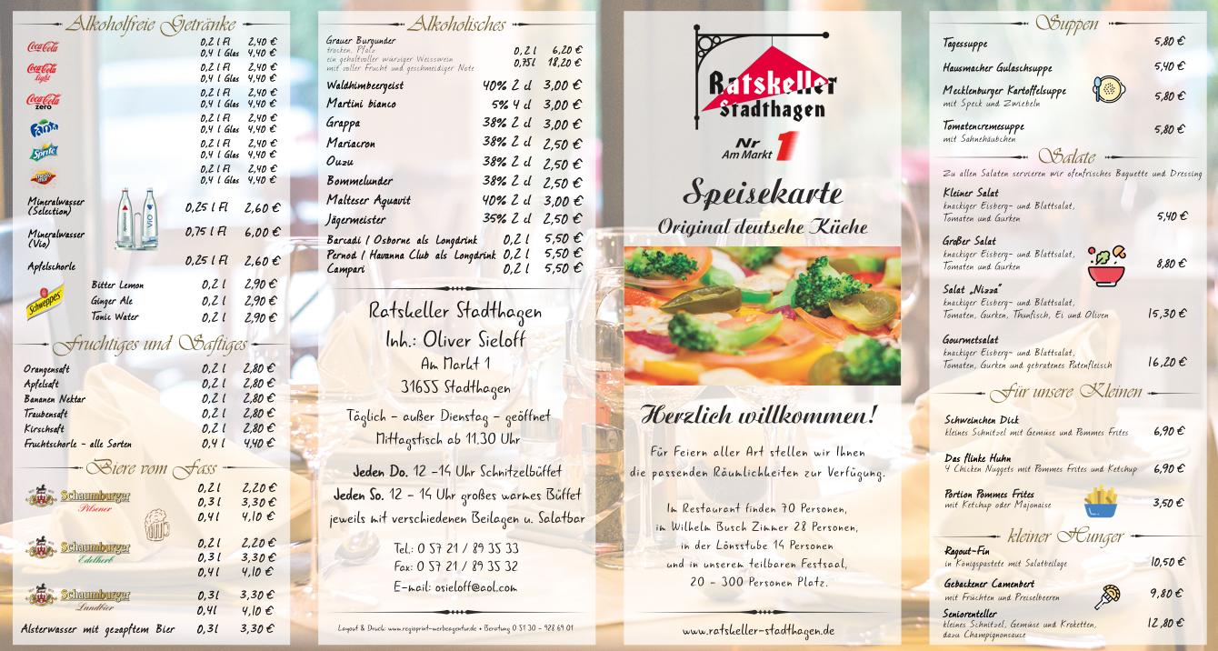 Speisekarte Ratskeller Stadthagen